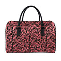 Pink And Black Tiger Stripe Print Leather Duffel Bag
