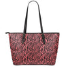 Pink And Black Tiger Stripe Print Leather Tote Bag