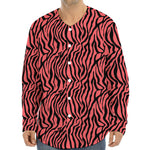 Pink And Black Tiger Stripe Print Long Sleeve Baseball Jersey