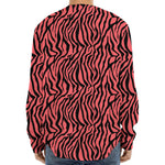 Pink And Black Tiger Stripe Print Long Sleeve Baseball Jersey
