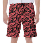 Pink And Black Tiger Stripe Print Men's Beach Shorts