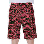 Pink And Black Tiger Stripe Print Men's Beach Shorts
