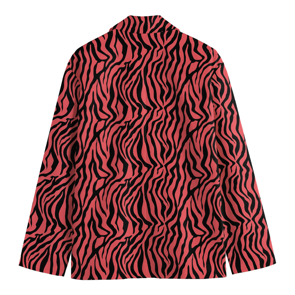 Pink And Black Tiger Stripe Print Men's Blazer