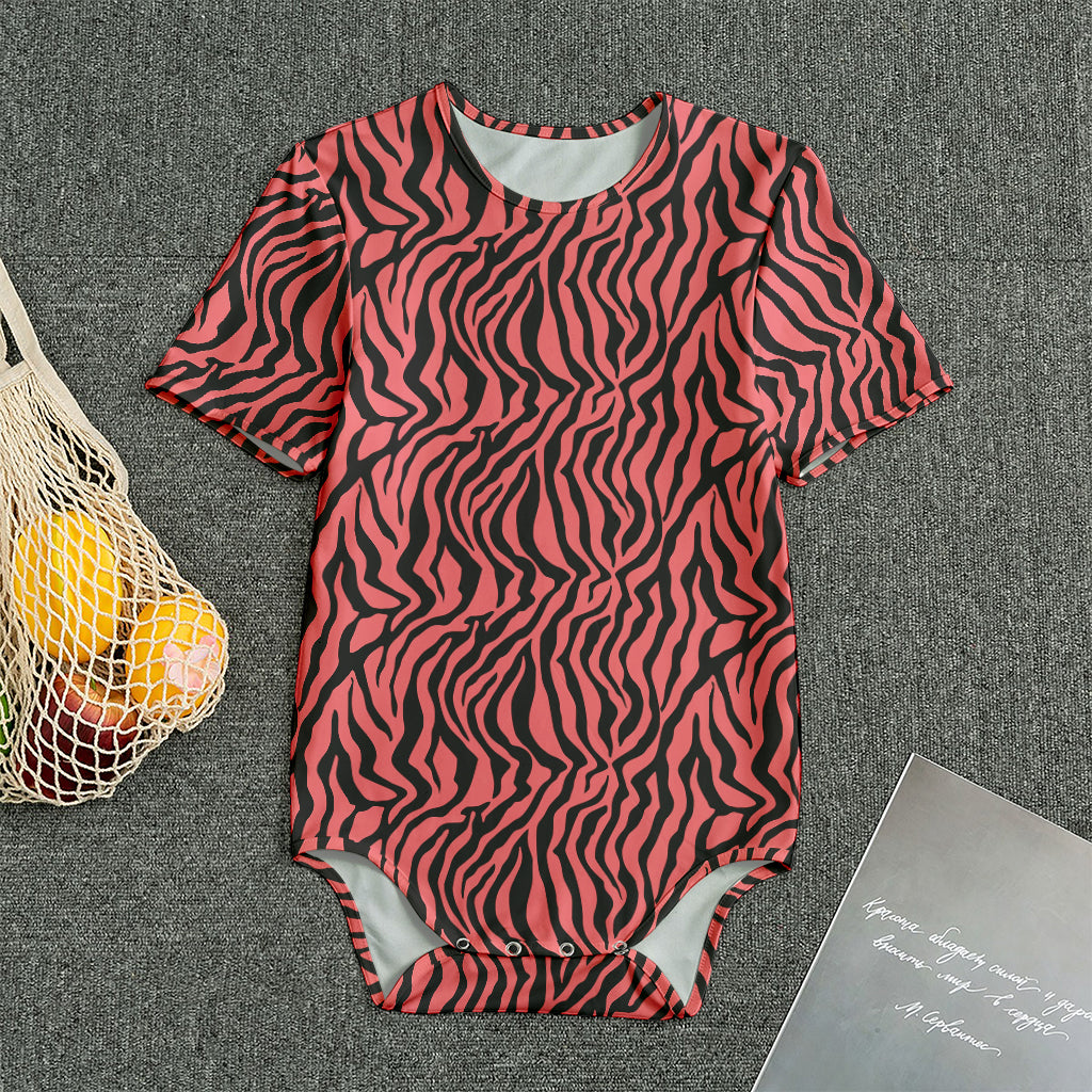 Pink And Black Tiger Stripe Print Men's Bodysuit