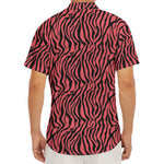 Pink And Black Tiger Stripe Print Men's Deep V-Neck Shirt