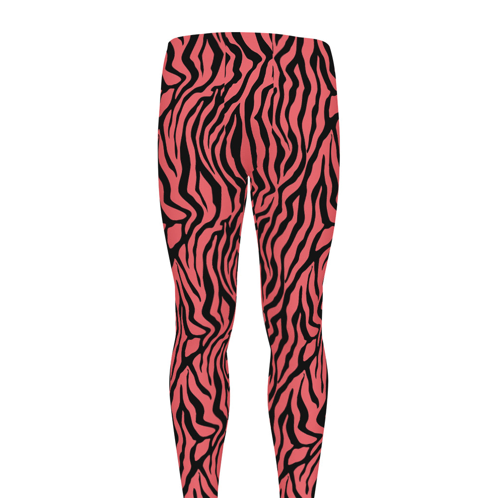 Pink And Black Tiger Stripe Print Men's leggings