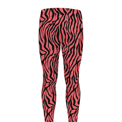 Pink And Black Tiger Stripe Print Men's leggings