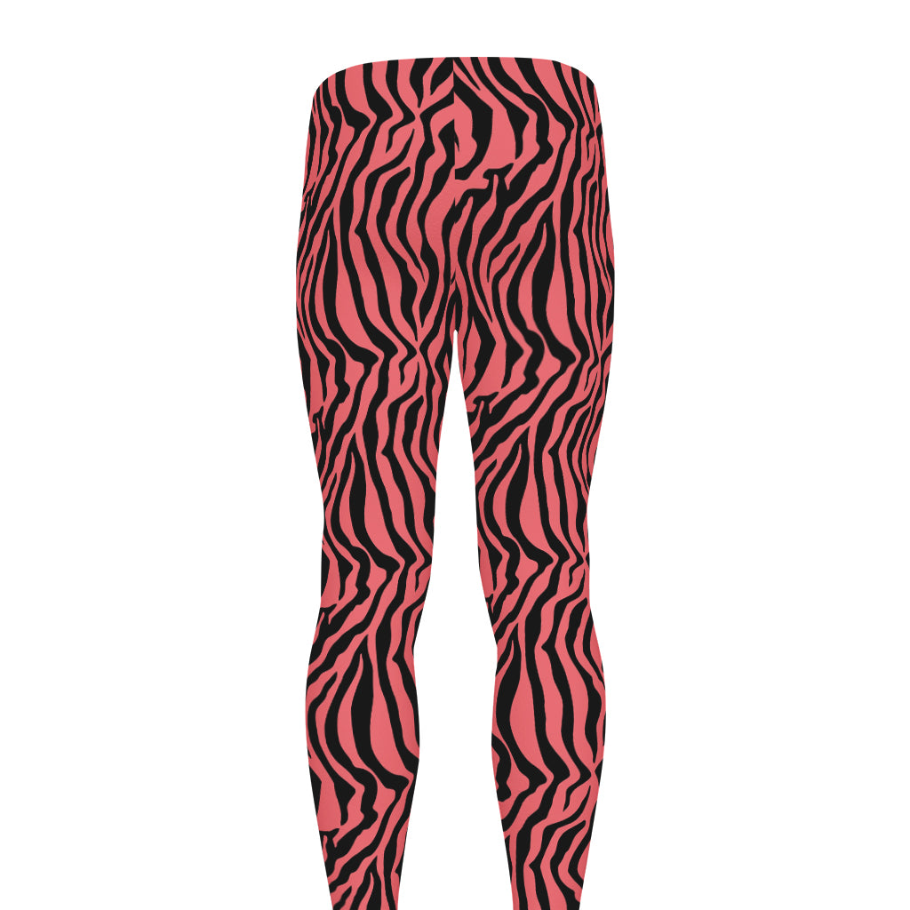 Pink And Black Tiger Stripe Print Men's leggings