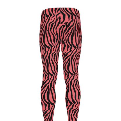 Pink And Black Tiger Stripe Print Men's leggings