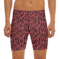 Pink And Black Tiger Stripe Print Men's Long Boxer Briefs