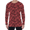 Pink And Black Tiger Stripe Print Men's Long Sleeve T-Shirt