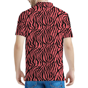 Pink And Black Tiger Stripe Print Men's Polo Shirt