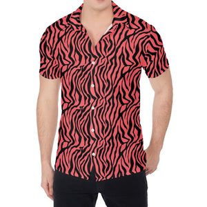 Pink And Black Tiger Stripe Print Men's Shirt