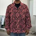 Pink And Black Tiger Stripe Print Men's Shirt Jacket
