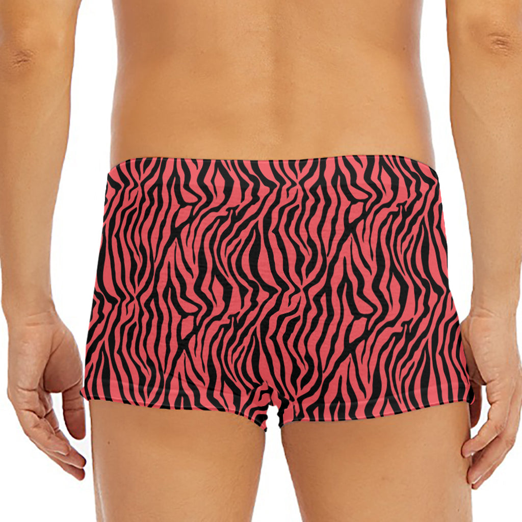 Pink And Black Tiger Stripe Print Men's Short Boxer Briefs