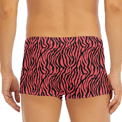 Pink And Black Tiger Stripe Print Men's Short Boxer Briefs