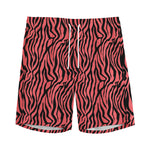 Pink And Black Tiger Stripe Print Men's Sports Shorts