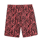 Pink And Black Tiger Stripe Print Men's Sports Shorts