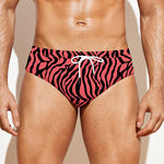 Pink And Black Tiger Stripe Print Men's Swim Briefs