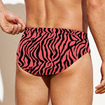 Pink And Black Tiger Stripe Print Men's Swim Briefs