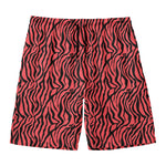 Pink And Black Tiger Stripe Print Men's Swim Trunks