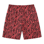Pink And Black Tiger Stripe Print Men's Swim Trunks