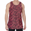 Pink And Black Tiger Stripe Print Men's Velvet Tank Top