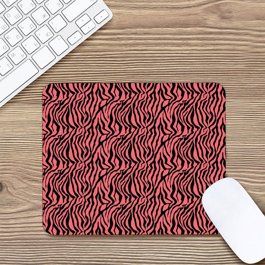 Pink And Black Tiger Stripe Print Mouse Pad