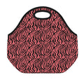 Pink And Black Tiger Stripe Print Neoprene Lunch Bag