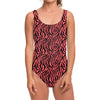 Pink And Black Tiger Stripe Print One Piece Swimsuit