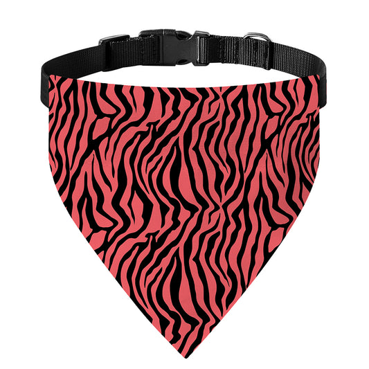 Pink And Black Tiger Stripe Print Over The Collar Dog Bandana
