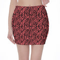 Pink And Black Tiger Stripe Print Pencil Mini Skirt