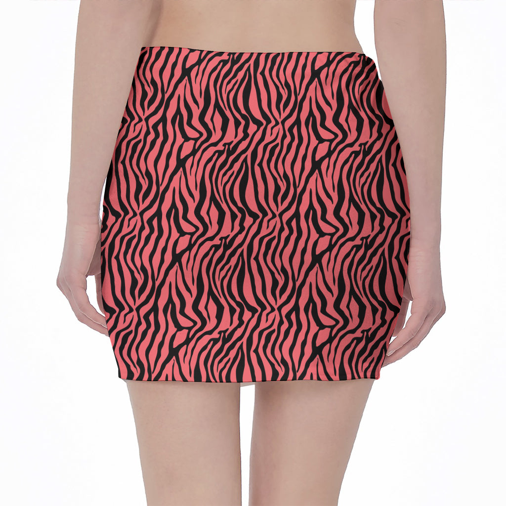 Pink And Black Tiger Stripe Print Pencil Mini Skirt