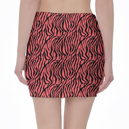 Pink And Black Tiger Stripe Print Pencil Mini Skirt
