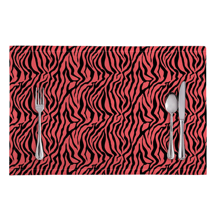 Pink And Black Tiger Stripe Print Placemat