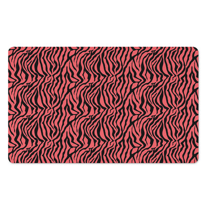 Pink And Black Tiger Stripe Print Polyester Doormat