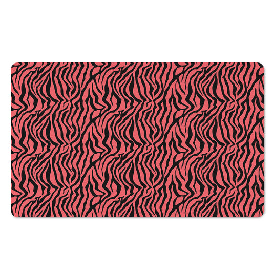 Pink And Black Tiger Stripe Print Polyester Doormat