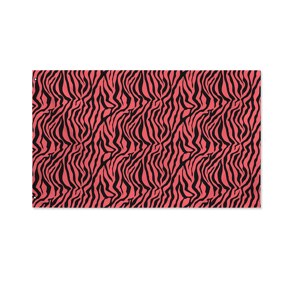 Pink And Black Tiger Stripe Print Polyester Flag