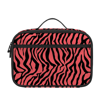 Pink And Black Tiger Stripe Print Portable Lunch Bag