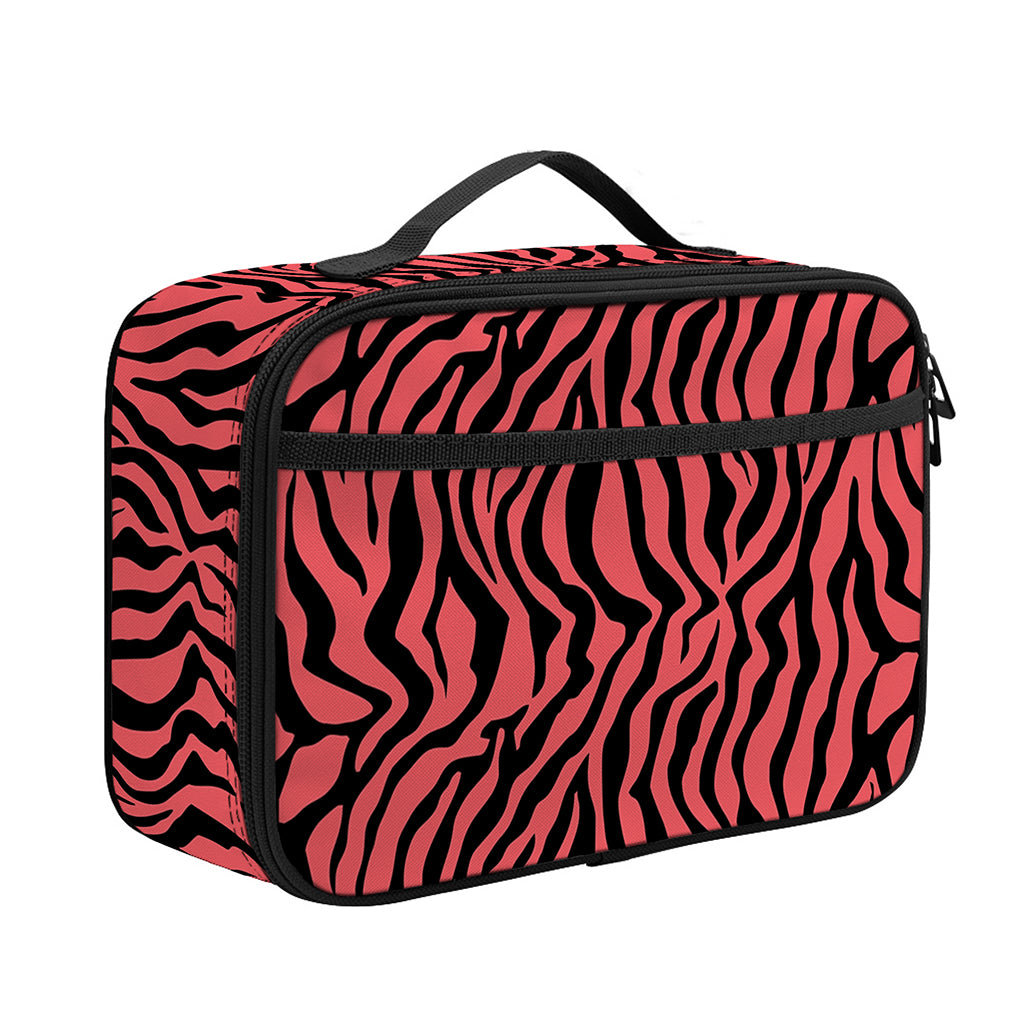 Pink And Black Tiger Stripe Print Portable Lunch Bag