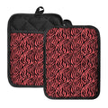 Pink And Black Tiger Stripe Print Pot Holders With Pocket