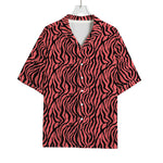 Pink And Black Tiger Stripe Print Rayon Hawaiian Shirt