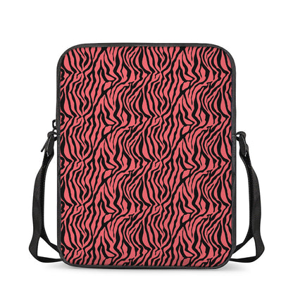 Pink And Black Tiger Stripe Print Rectangular Crossbody Bag