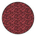 Pink And Black Tiger Stripe Print Round Floor Mat