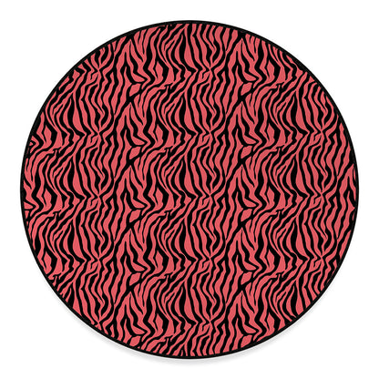 Pink And Black Tiger Stripe Print Round Floor Mat