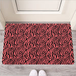 Pink And Black Tiger Stripe Print Rubber Doormat