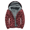 Pink And Black Tiger Stripe Print Sherpa Lined Zip Up Hoodie