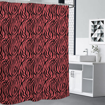 Pink And Black Tiger Stripe Print Shower Curtain