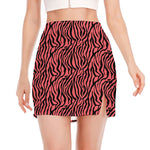 Pink And Black Tiger Stripe Print Side Slit Mini Skirt