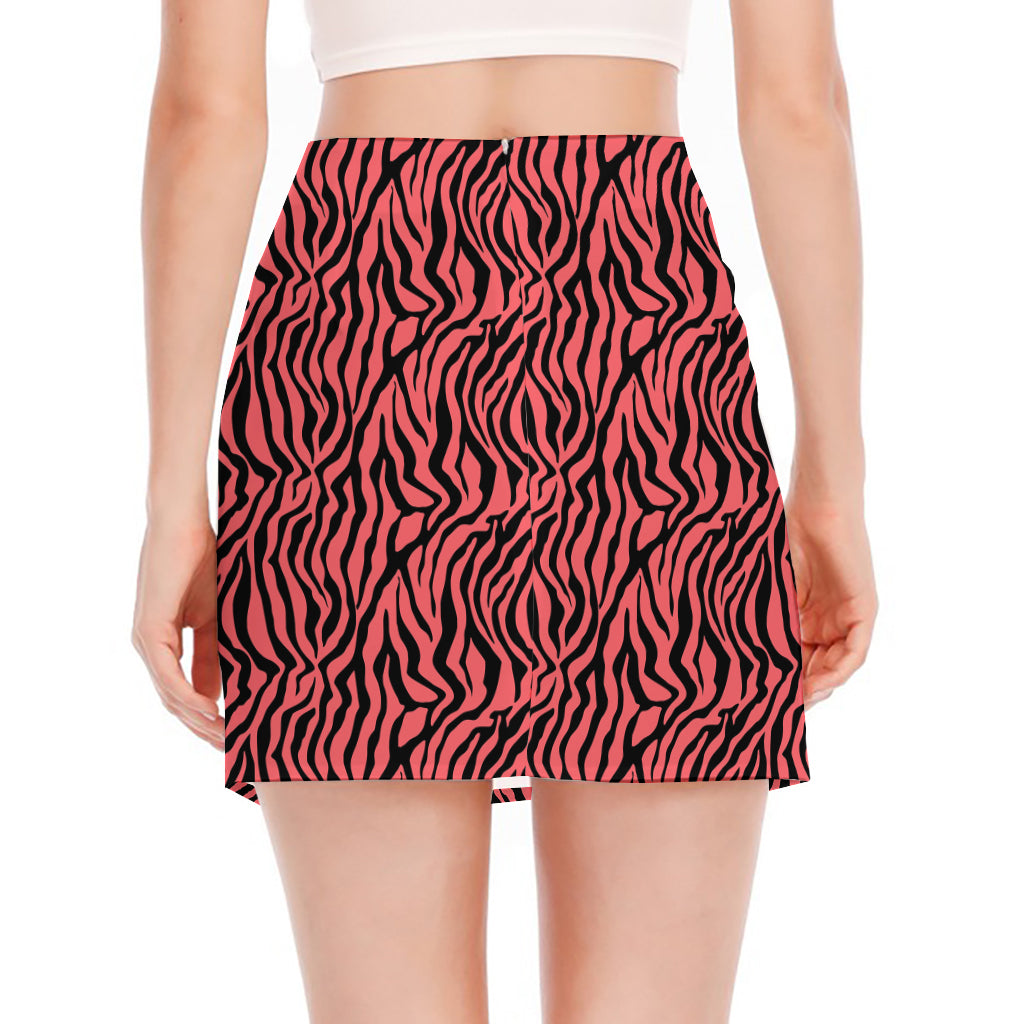 Pink And Black Tiger Stripe Print Side Slit Mini Skirt